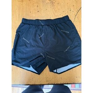 RHONEx EQUINOX  Mens Black Running Shorts Athletic Gym Workout Medium AOP Lined